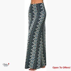 Stretchy High Waist A-Line Flared Midi Skirt